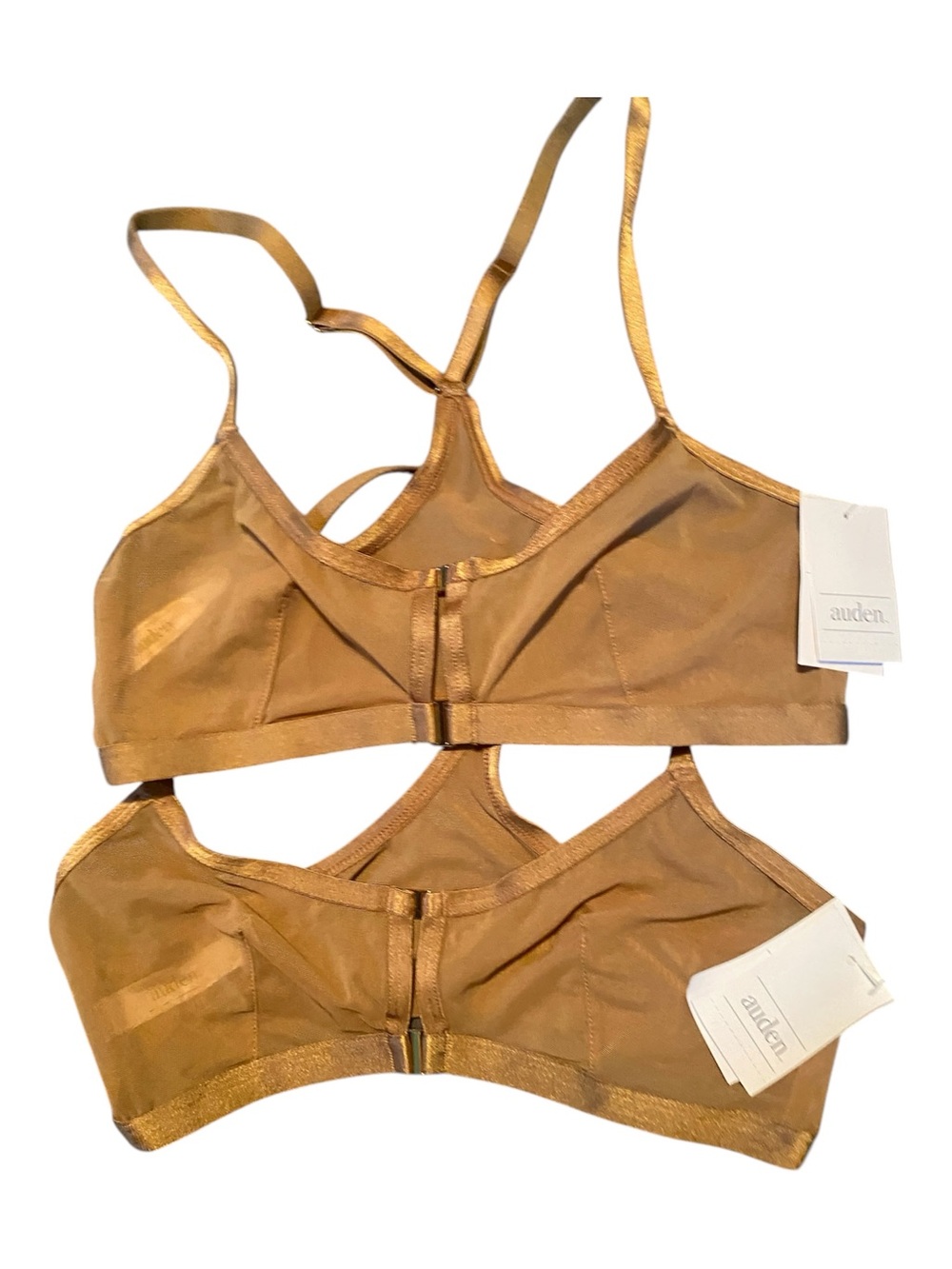 Auden Unlined Racerback Bralette Bundle of 2 Size Small Tan Nude Sheer Wireless